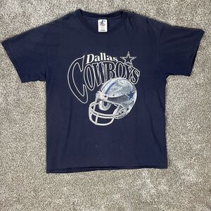 Vintage Logo 7 Dallas Cowboys Graphic Distressed Streetwear Tee Size Large 90s